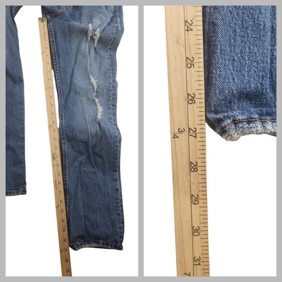 Gap Jeans Womens 27 28 Cone Denim Straight Ripped Button Fly Mid Rise Retro - Picture 11 of 12